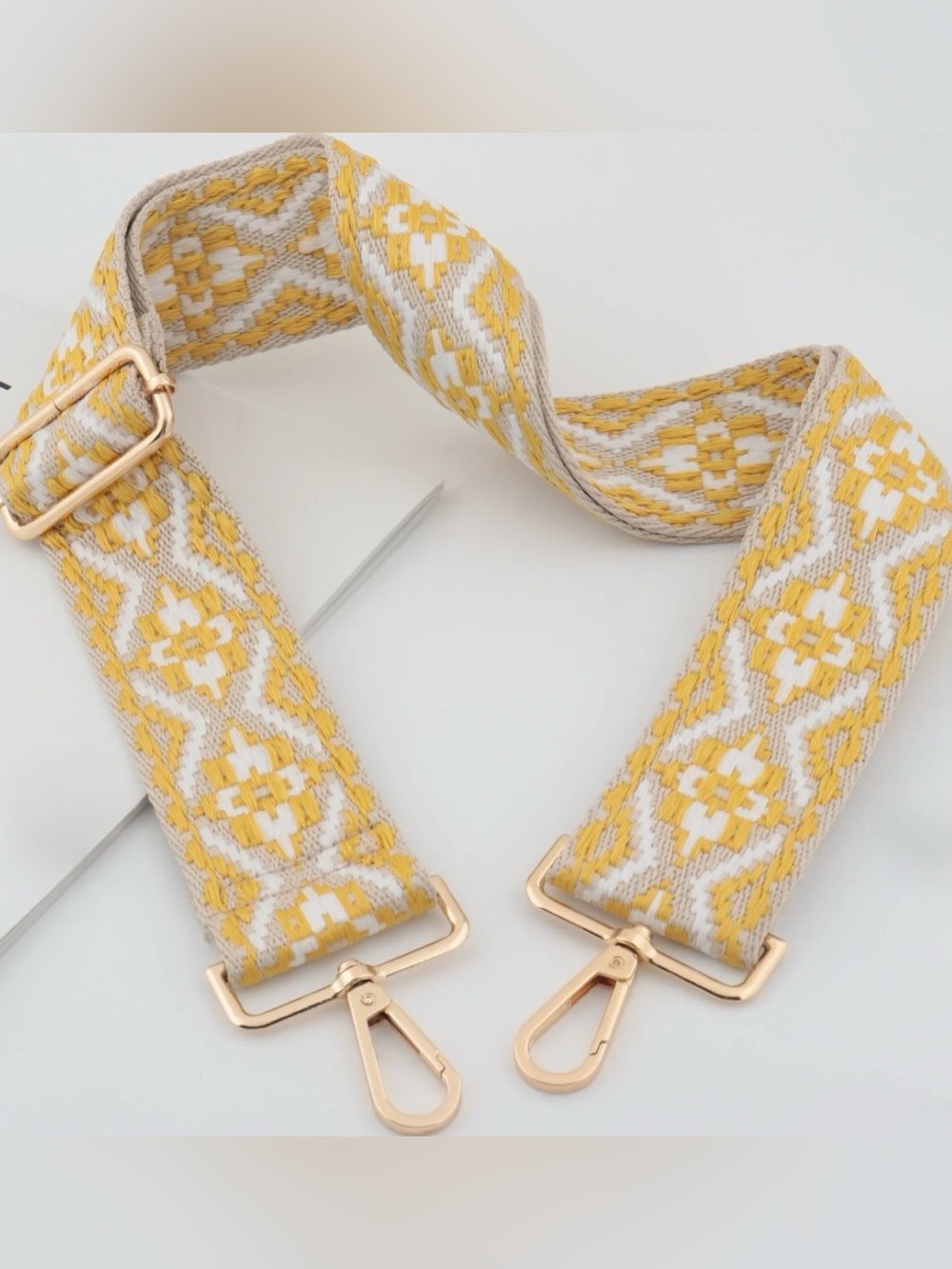 Woven Adjustable Crossbody Bag Strap with Gold Hardware